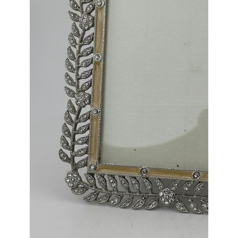Addison Ross London Silver Crystal Enamel Leaf Ornate Photo Frame 4x6 Vintage